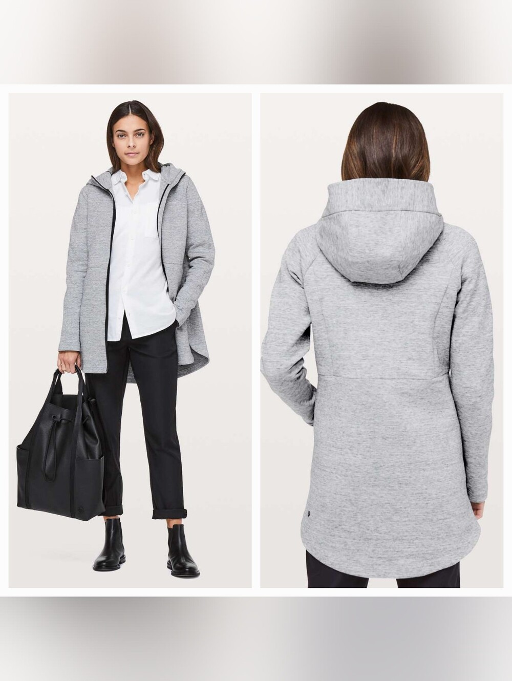 Lululemon Going Places Hooded Jacket Sz 6 Heathered Space Dyed Medium Grey/Black